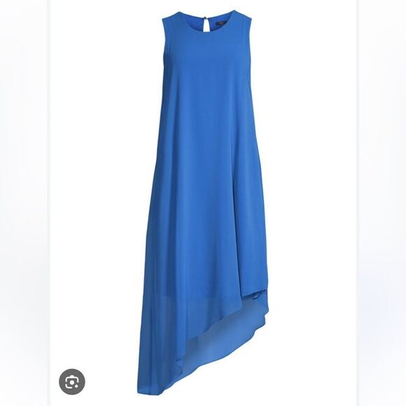 $398 Kobi Halperin Women's Blue Pixie Asymmetric Georgette Midi Dress Size NWOT - Picture 4 of 11